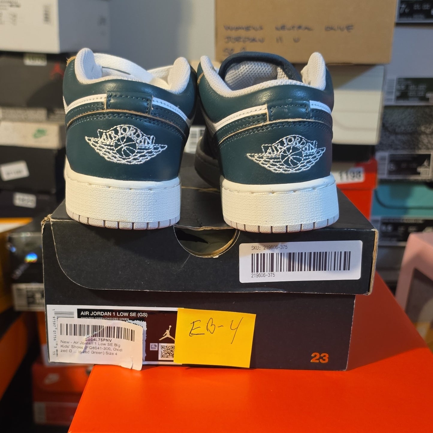 Nike Air Jordan 1 Low SE FQ8041-300 Boys' Green White Sneakers US 4Y