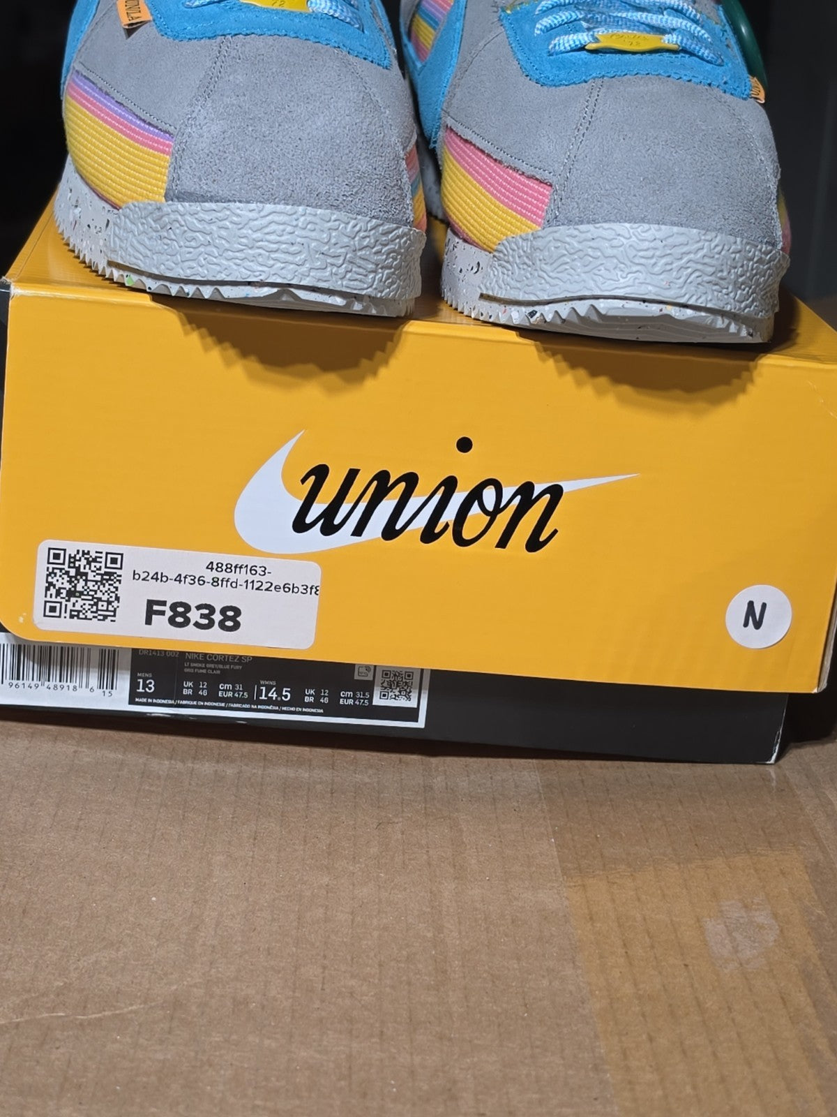 Nike Cortez SP x Union LA Shoes Light Gray Smoke Blue Fury SZ 13 ( DR1413-002 )