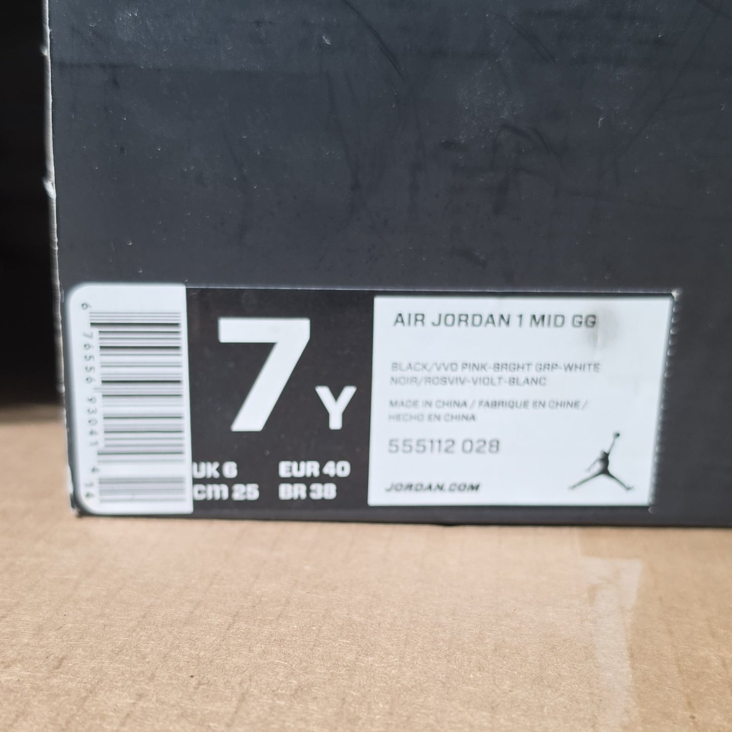 Jordan Air Jordan 1 Mid GG 555112-028 Boys' Black Pink White Athletic US 7Y