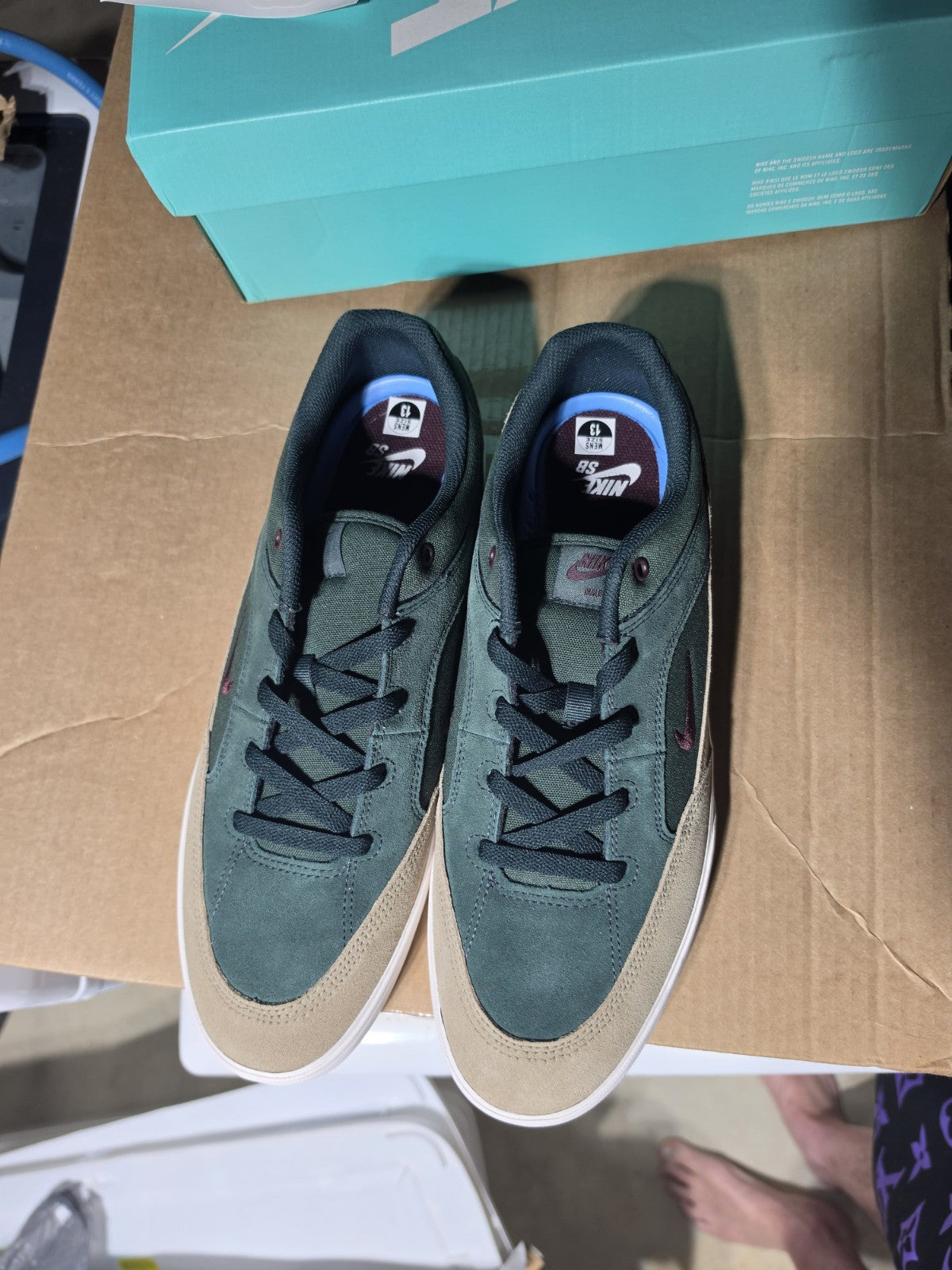Size 13 Men SEAWEED/BURGANDY CRUSHED-KHAKI