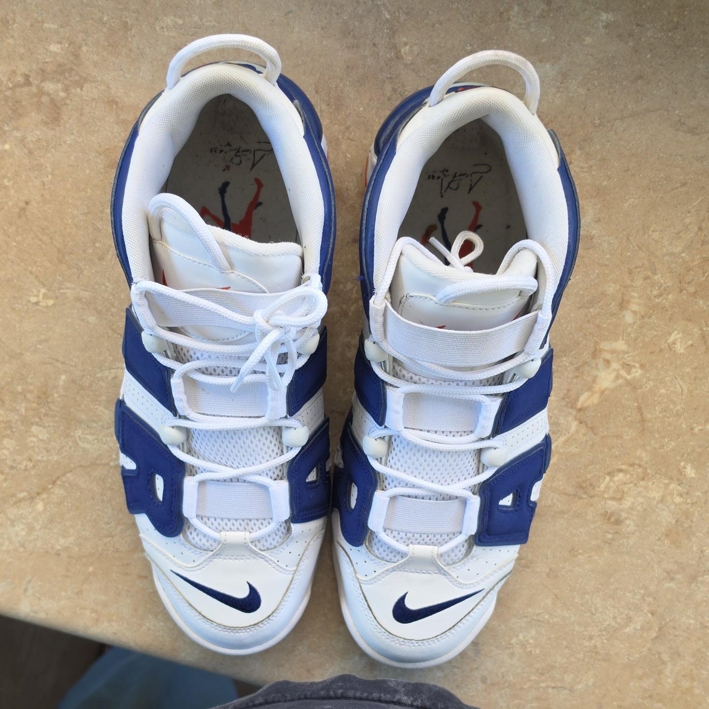 Nike Air More Uptempo White/Blue/Red Men's High Top Basketball Sneakers 2017