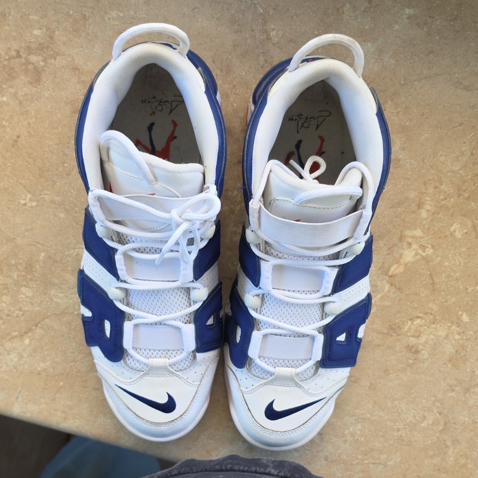 Nike Air More Uptempo White/Blue/Red Men's High Top Basketball Sneakers 2017