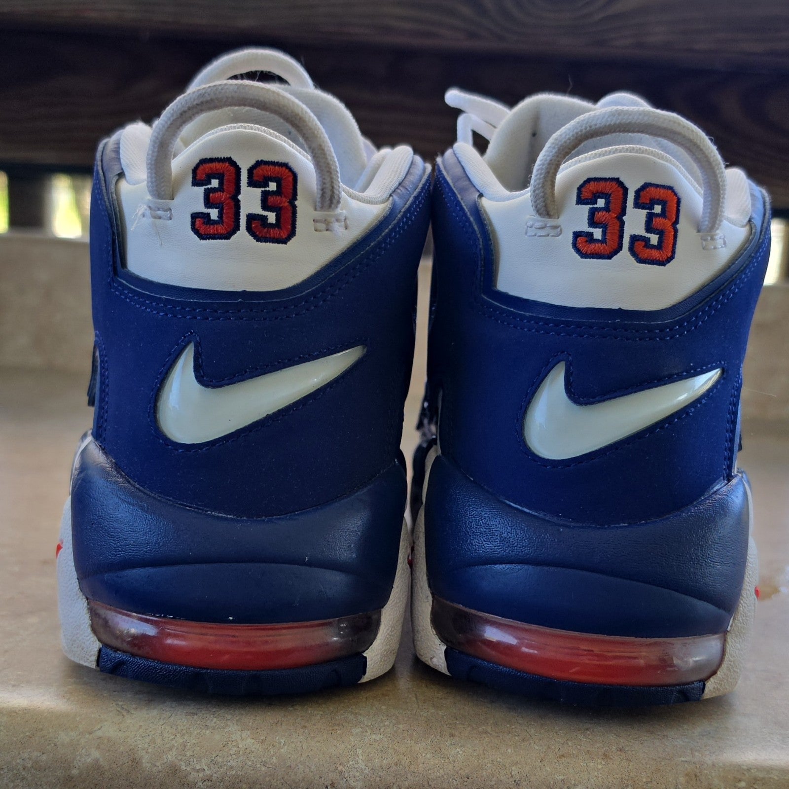 Nike Air More Uptempo White/Blue/Red Men's High Top Basketball Sneakers 2017