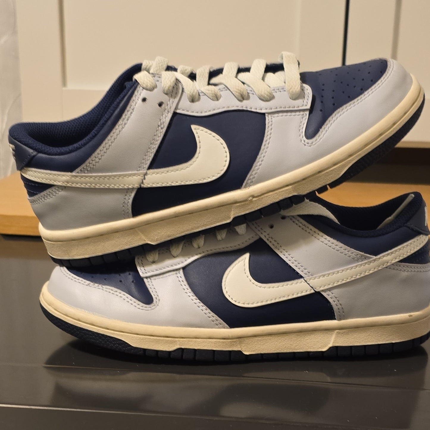 Nike Dunk Low FB9109-002 Boys' Navy White Sneakers Comfort US 5.5Y
