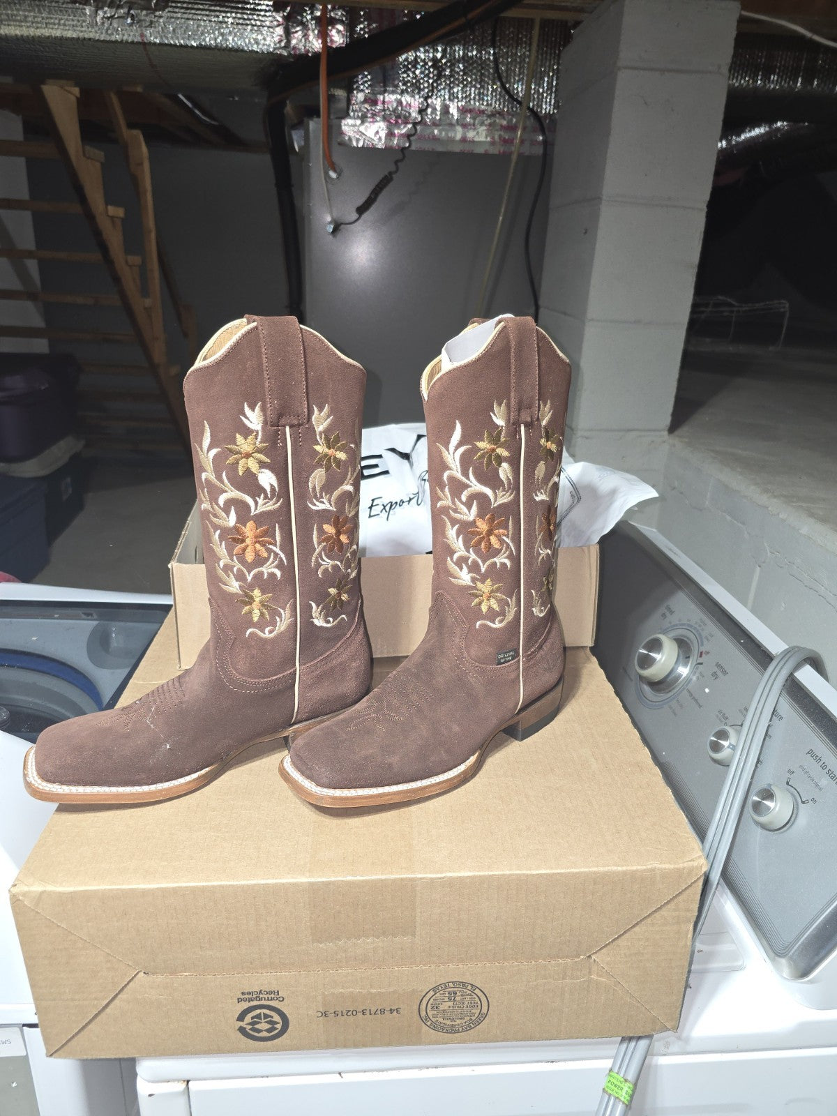 Reyme Chocolate Suede Western Equestrian Boots US Size 7 MPN 043DR4