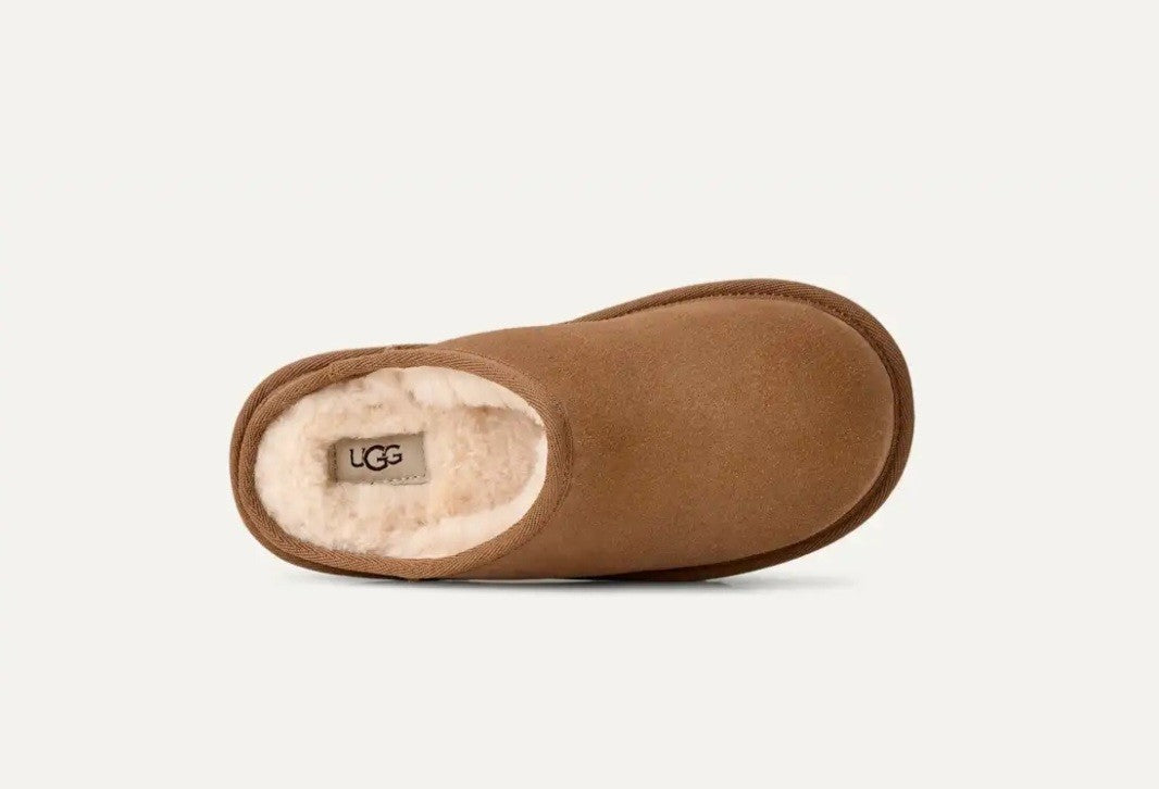 UGG youth Brown Suede Shearling Lined Slip-On Slippers