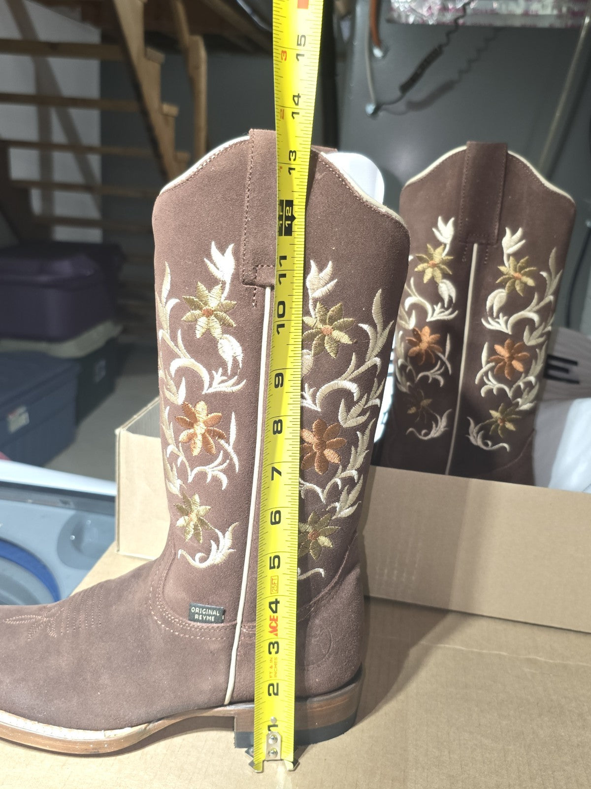 Reyme Chocolate Suede Western Equestrian Boots US Size 7 MPN 043DR4