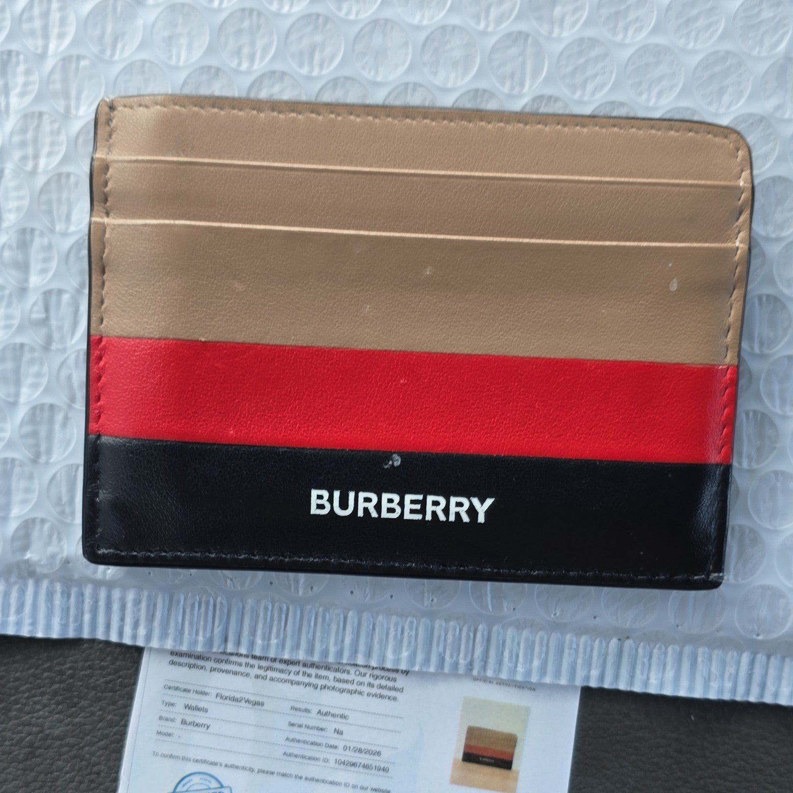 Burberry Men's Colorblock Wallet Beige Red Black  Logo Accent Stylish  Design