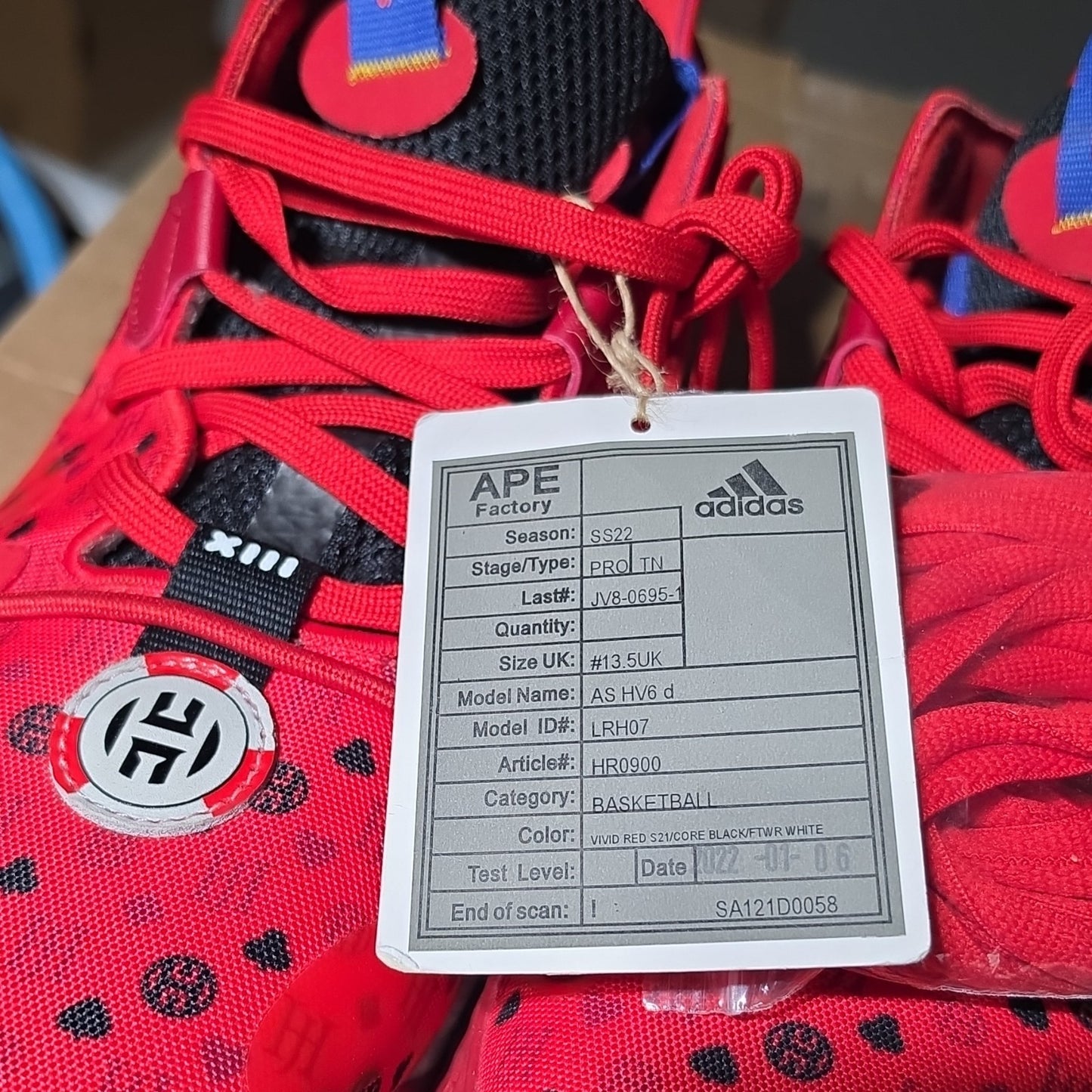 adidas James Harden AS HV6 d Vivid Red Basketball Shoes US 14 UK 13.5