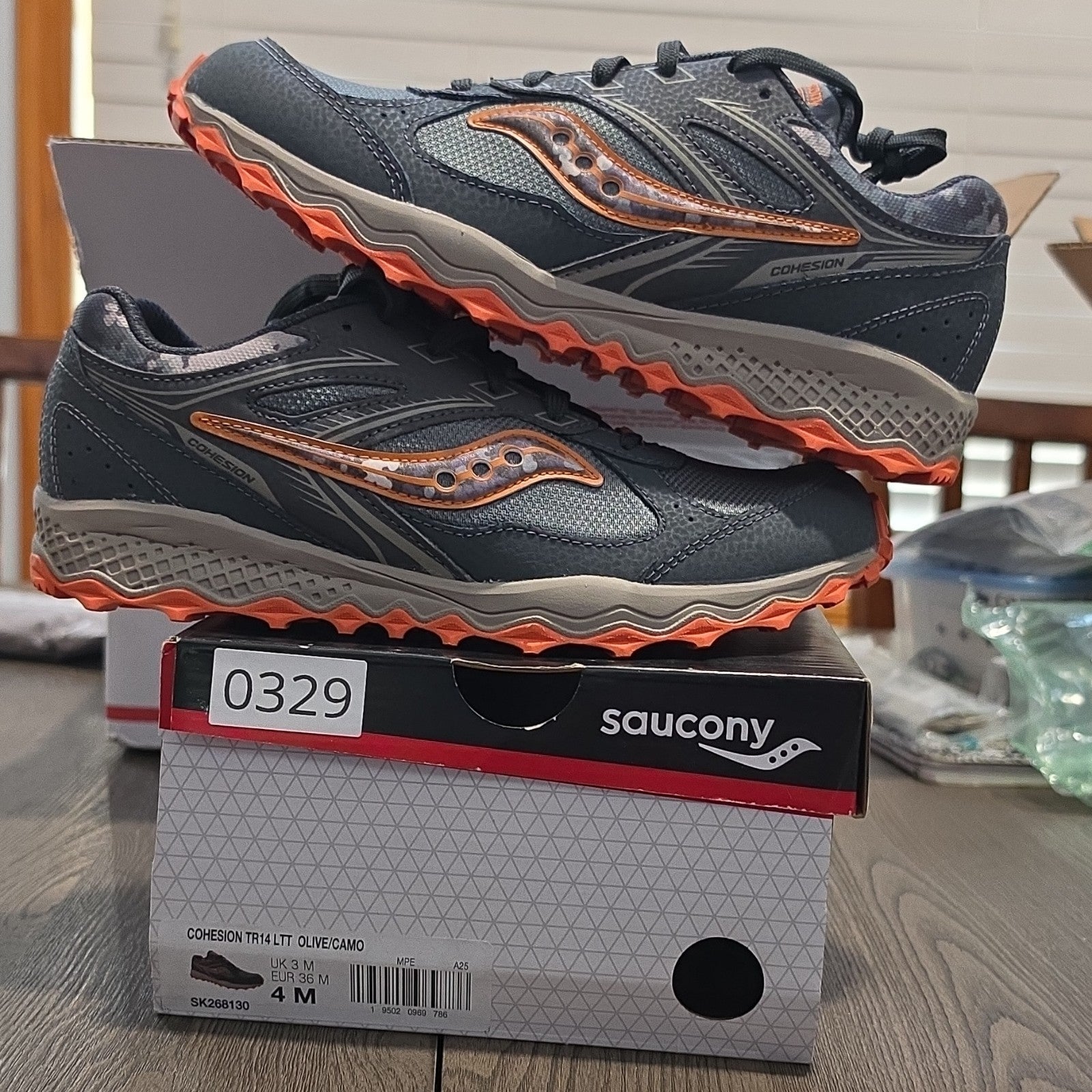 Saucony Cohesion TR14 LTT Men's Running Shoes Olive Camo Breathable US 4M