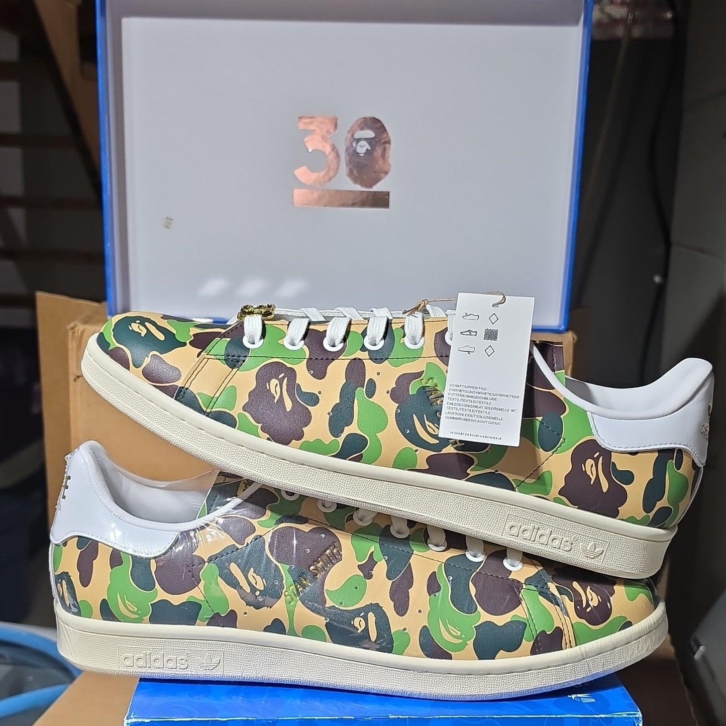 adidas Stan Smith BAPE IG8949 Camouflage Gold Men's Lace Up Sneakers US 13