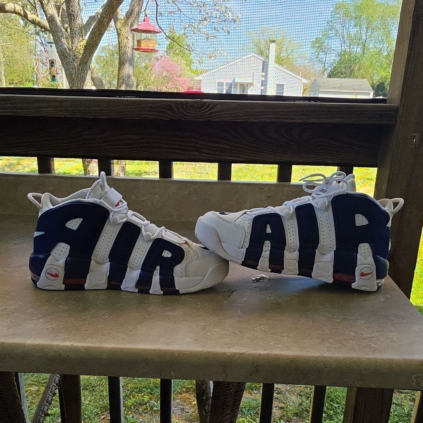 Nike Air More Uptempo White/Blue/Red Men's High Top Basketball Sneakers 2017