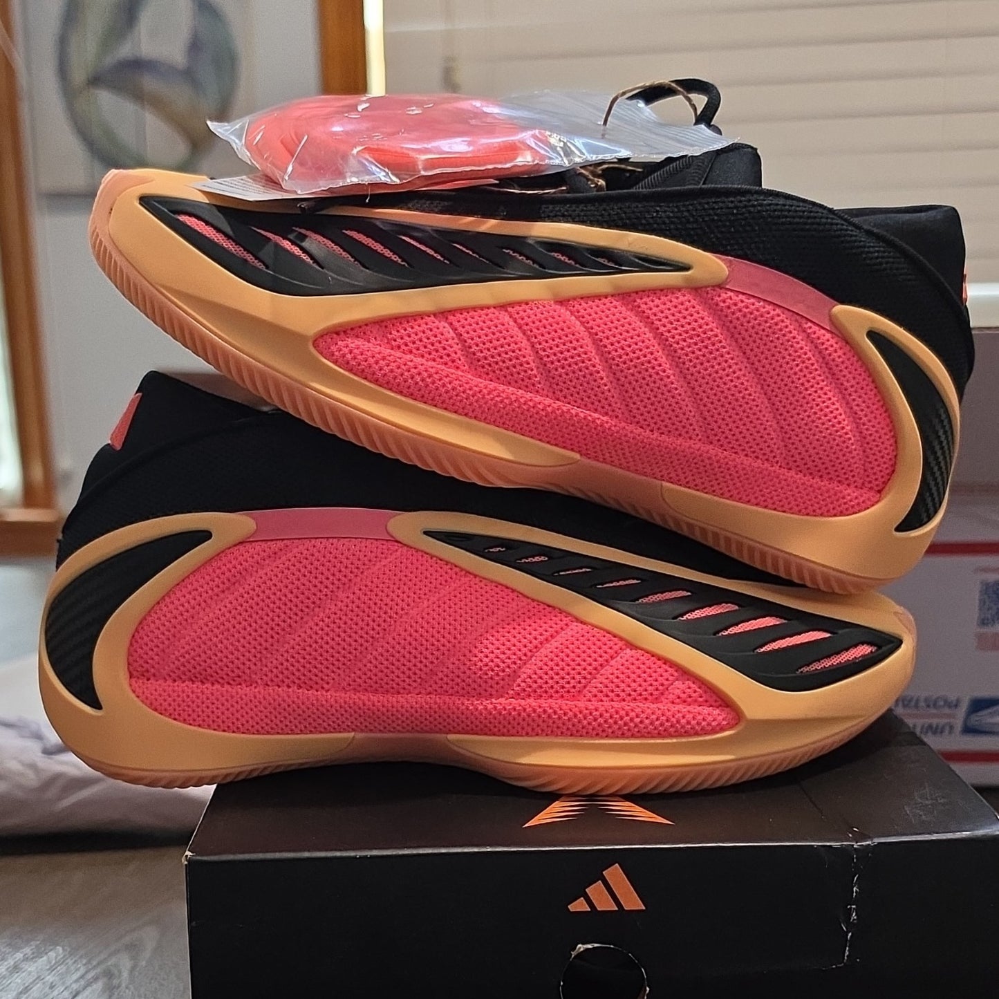 adidas Anthony Edwards 2 J Kids Basketball Shoes Coral Black Red US 6 JS3515