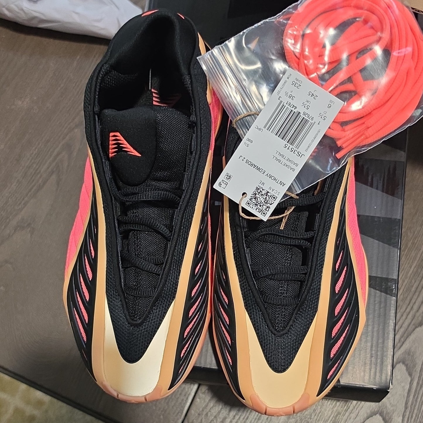adidas Anthony Edwards 2 J Kids Basketball Shoes Coral Black Red US 6 JS3515