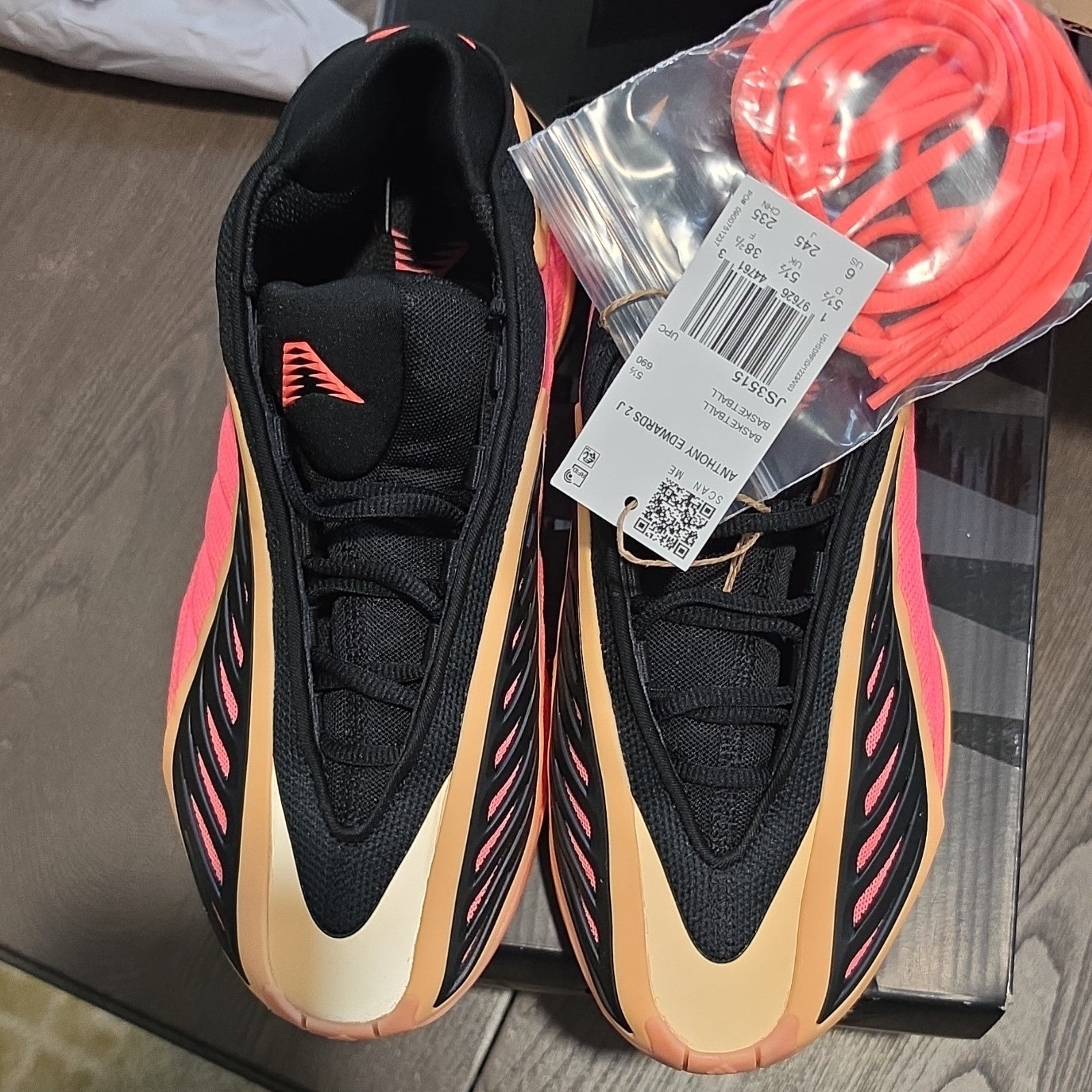 adidas Anthony Edwards 2 J Kids Basketball Shoes Coral Black Red US 6 JS3515