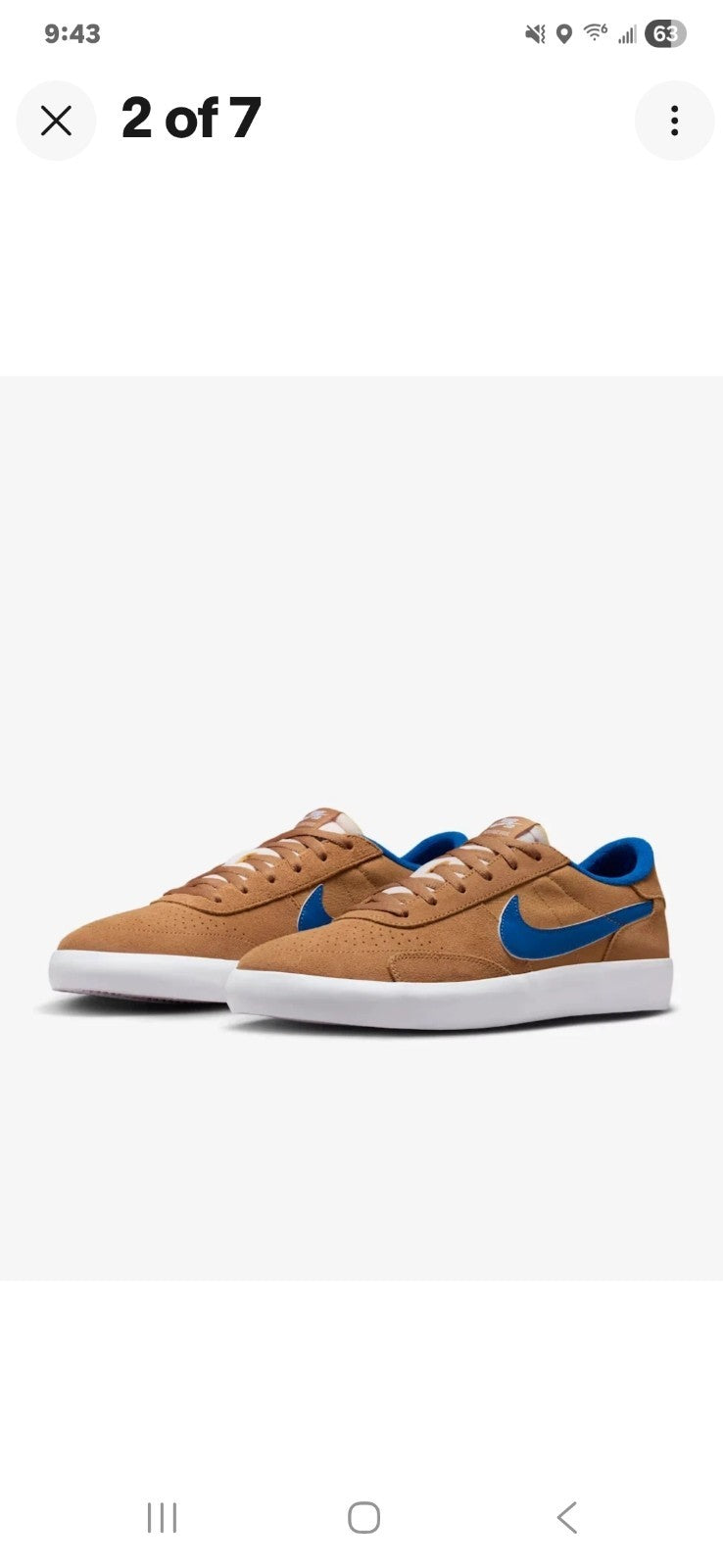 Nike SB Heritage Vulc Brown Blue Lace Up Suede Men's Casual Sneakers