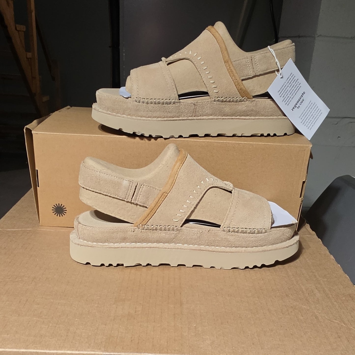UGG Beige Suede Strappy Sandals Adjustable Strap Comfort Women's Size 10 EU 41