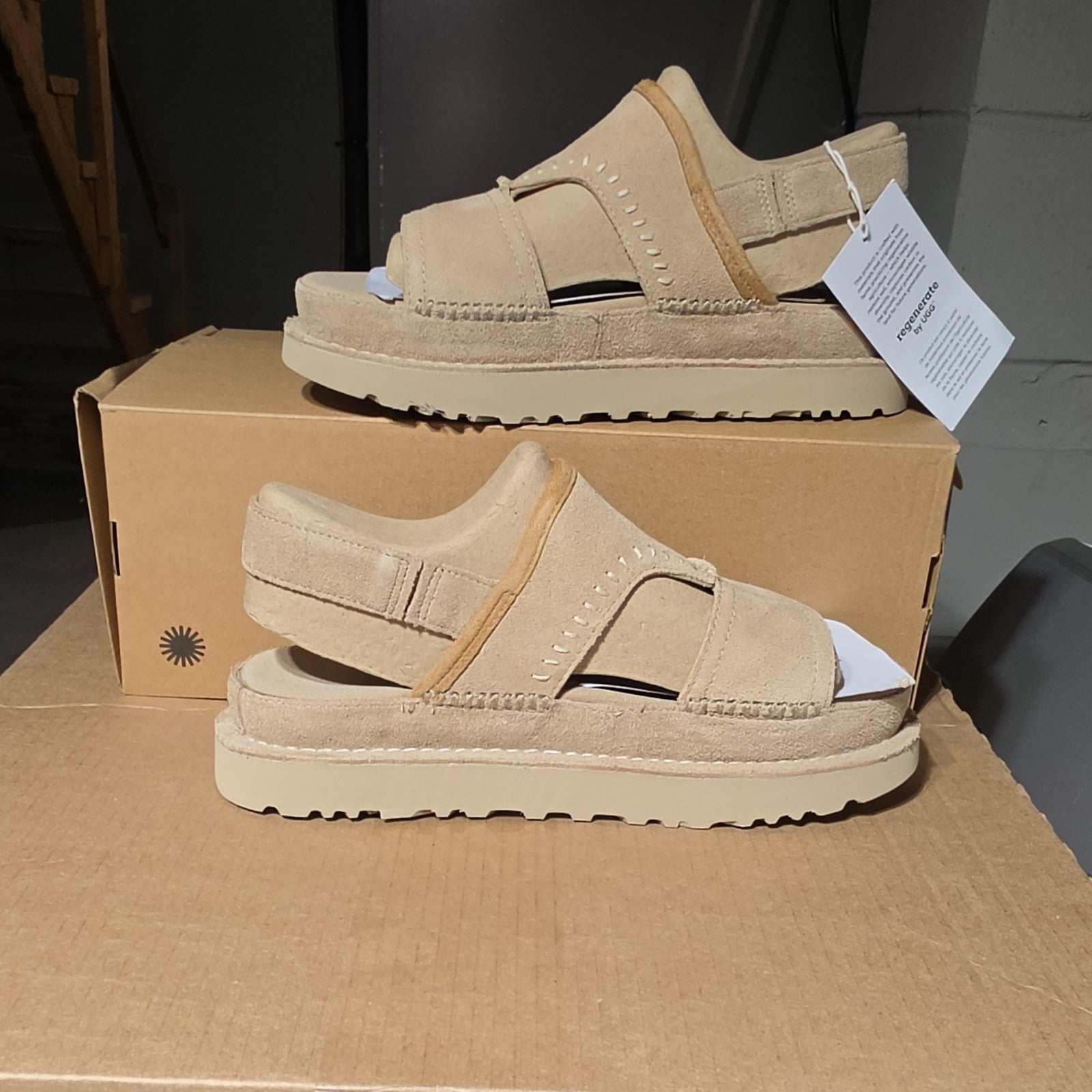 UGG Beige Suede Strappy Sandals Adjustable Strap Comfort Women's Size 10 EU 41