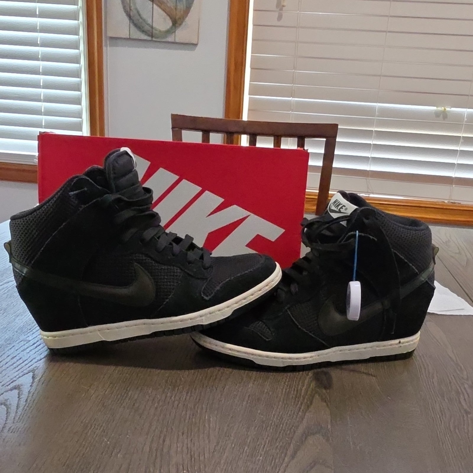 Nike Shoes Womens 7.5 Sneaker Black  Dunk Sky Hi Essential Hidden Wedge Heel 