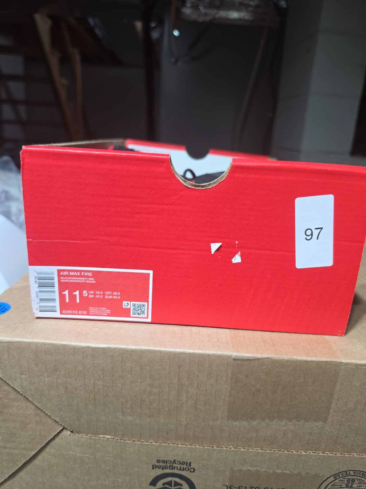 Size 11.5 - Nike Air Max Fire Black University Red