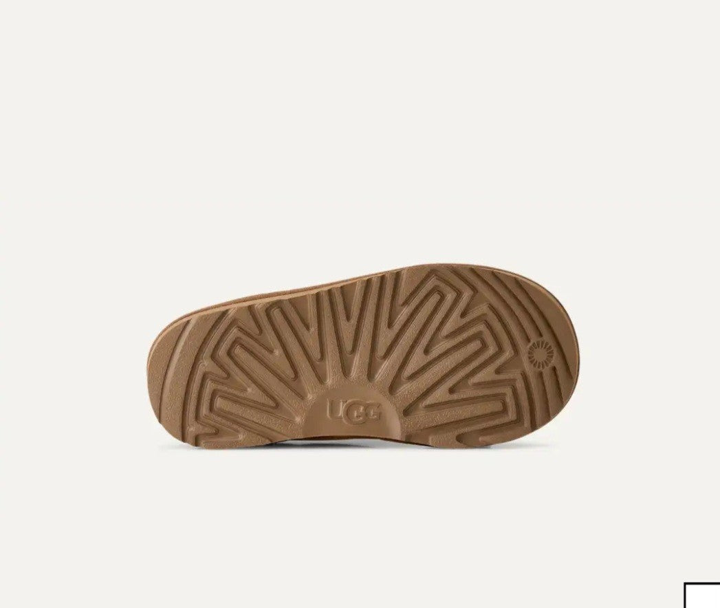 UGG youth Brown Suede Shearling Lined Slip-On Slippers