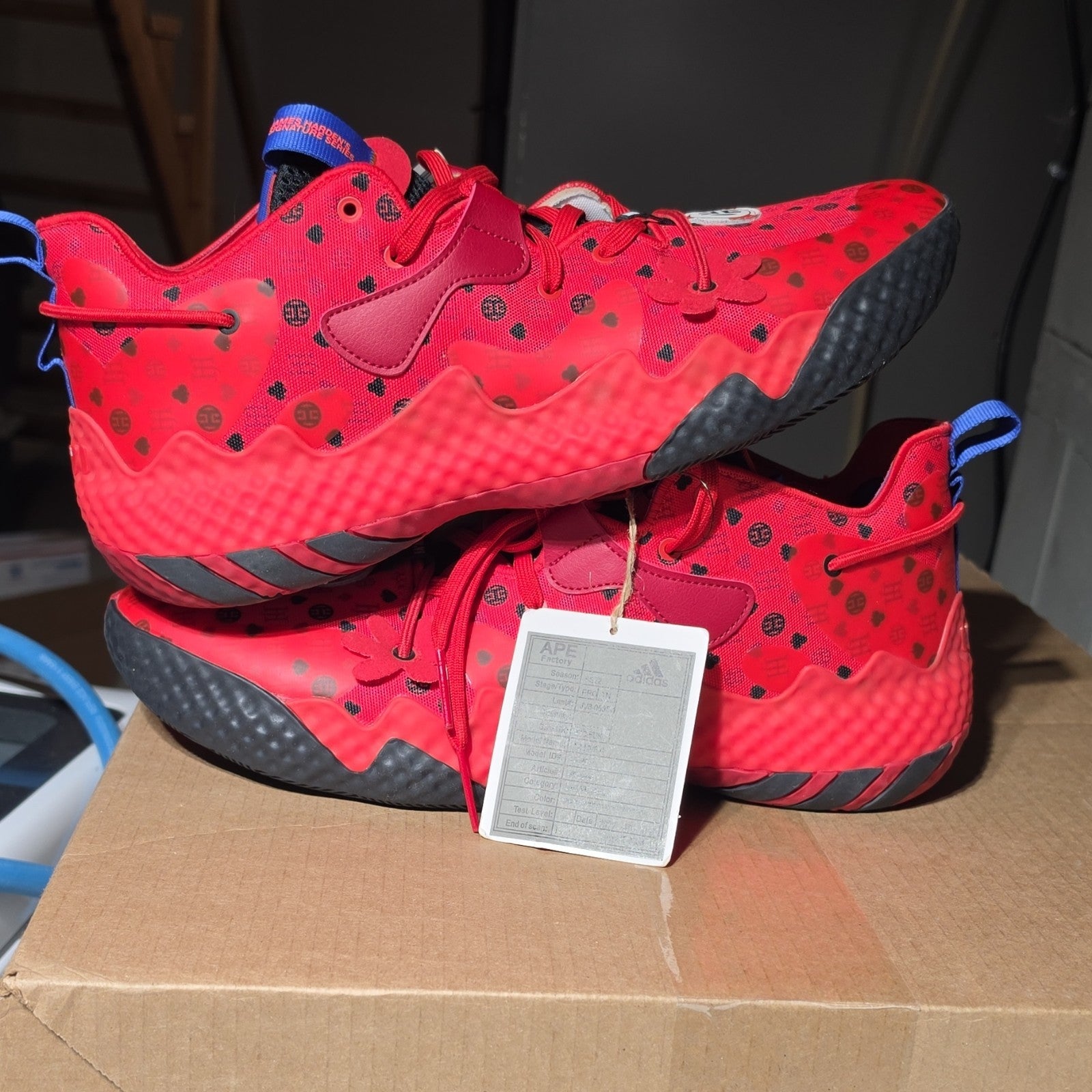 adidas James Harden AS HV6 d Vivid Red Basketball Shoes US 14 UK 13.5