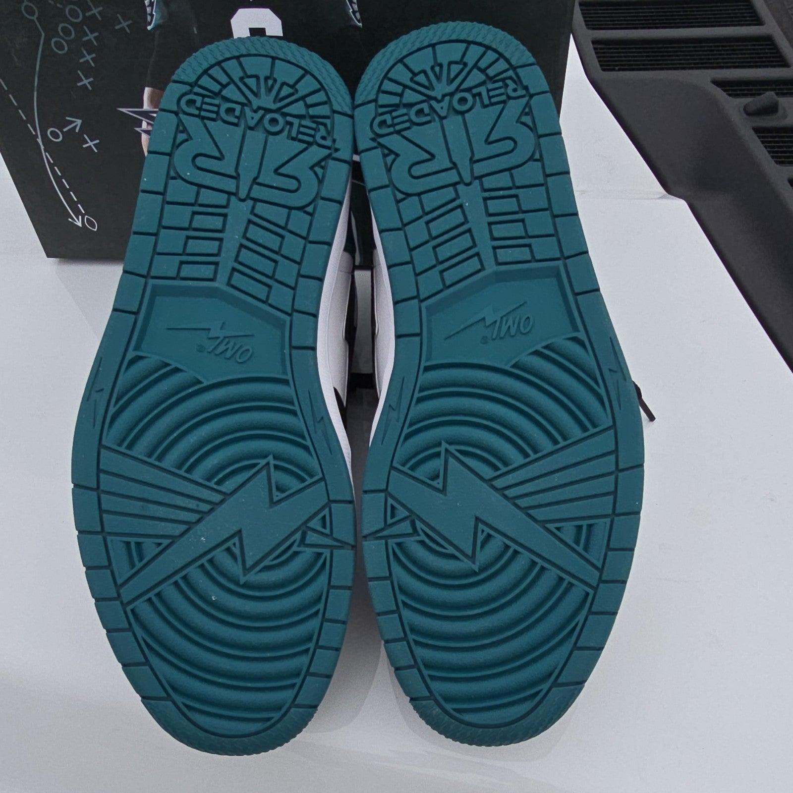Reloaded Philadelphia Eagles High Top Leather Men's Sneakers Teal Black White