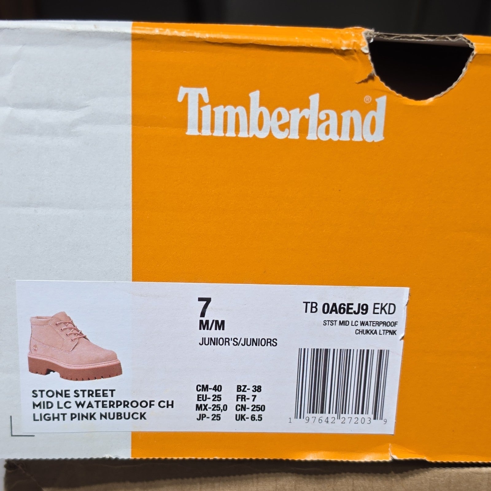 Timberland Stone Street Mid LC Chukka Pink Juniors Size 7 Boots TB0A6EJ9EKD