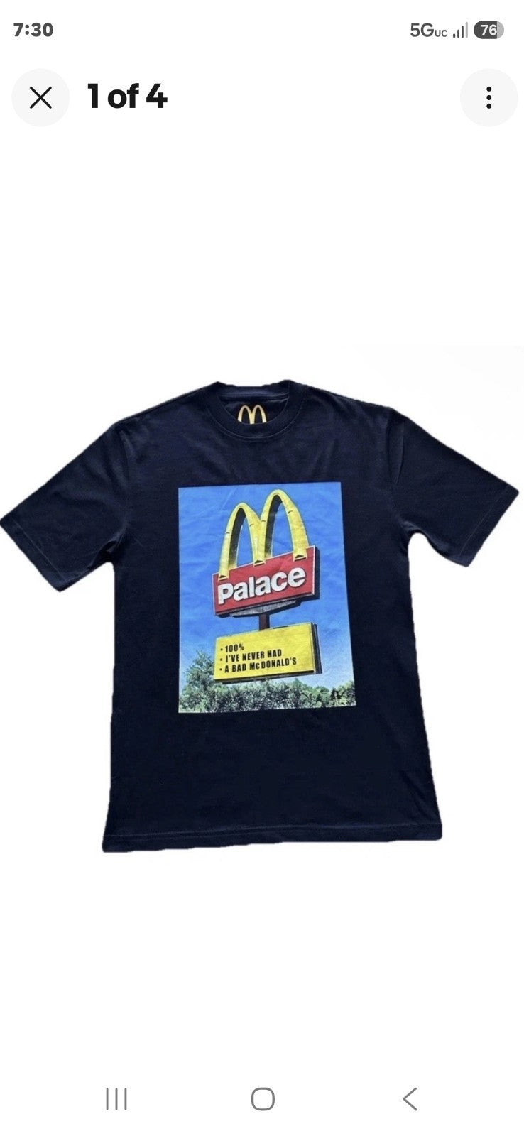 Palace x McDonald's Black Graphic Men's T-Shirt Size L Cotton Crew Neck