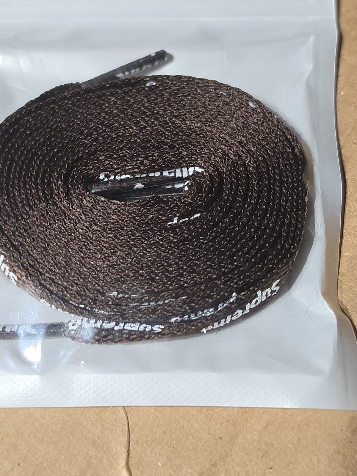 Supreme Shoe Laces 120cm BROWN WHITE LETTERS