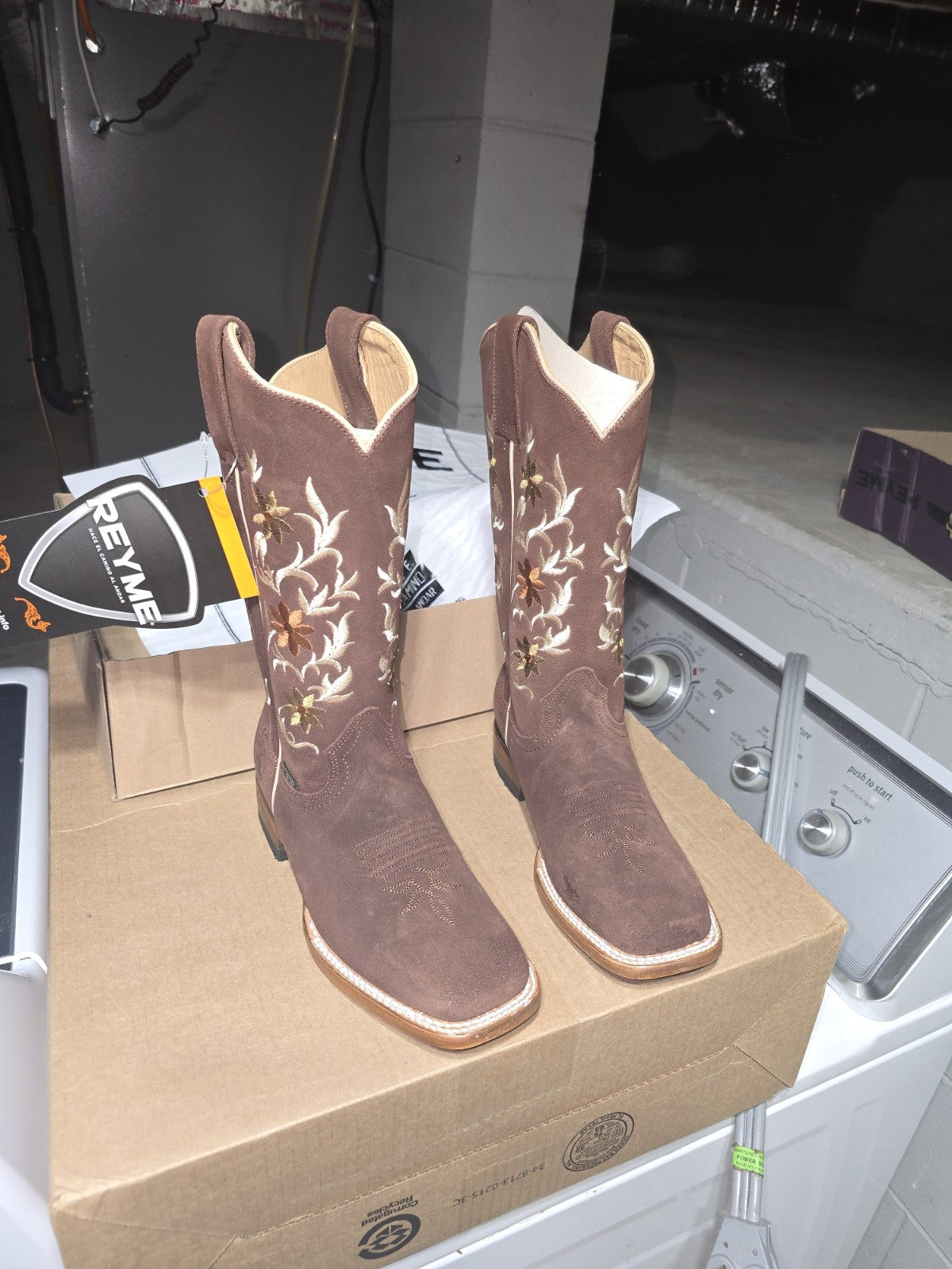 Reyme Chocolate Suede Western Equestrian Boots US Size 7 MPN 043DR4
