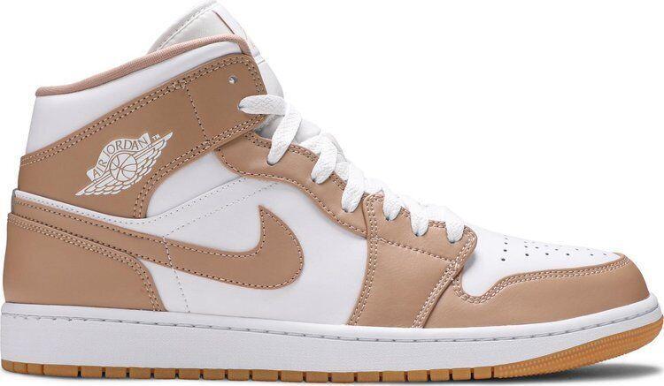 Jordan Air Jordan 1 Mid Tan Gum White Leather Men's Sneakers 554724-271