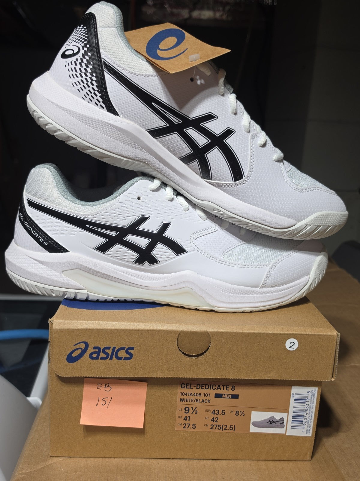 Size 9.5 - Asics Gel Dedicate 8 White Black
