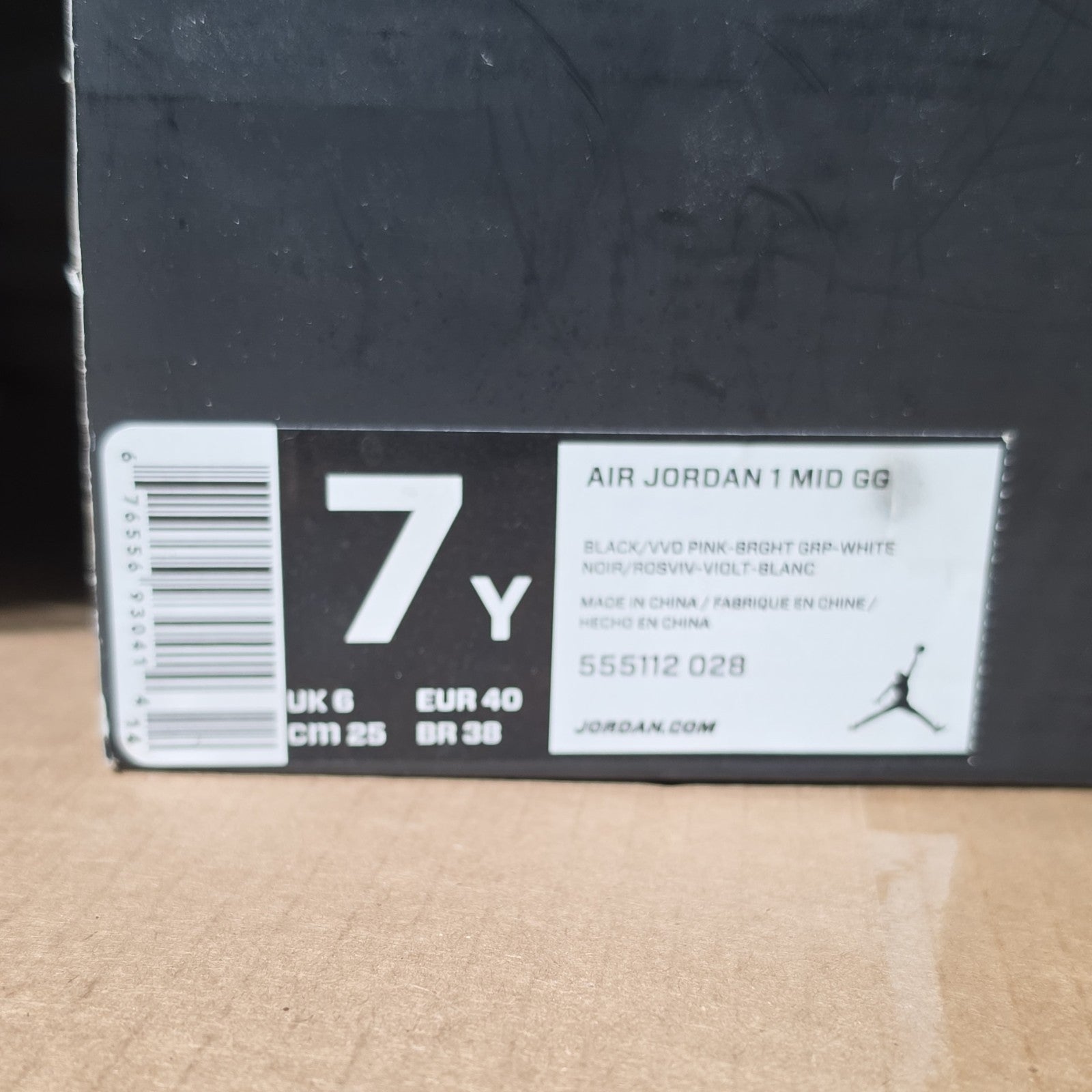 Jordan Air Jordan 1 Mid GG 555112-028 Boys' Black Pink White Athletic US 7Y
