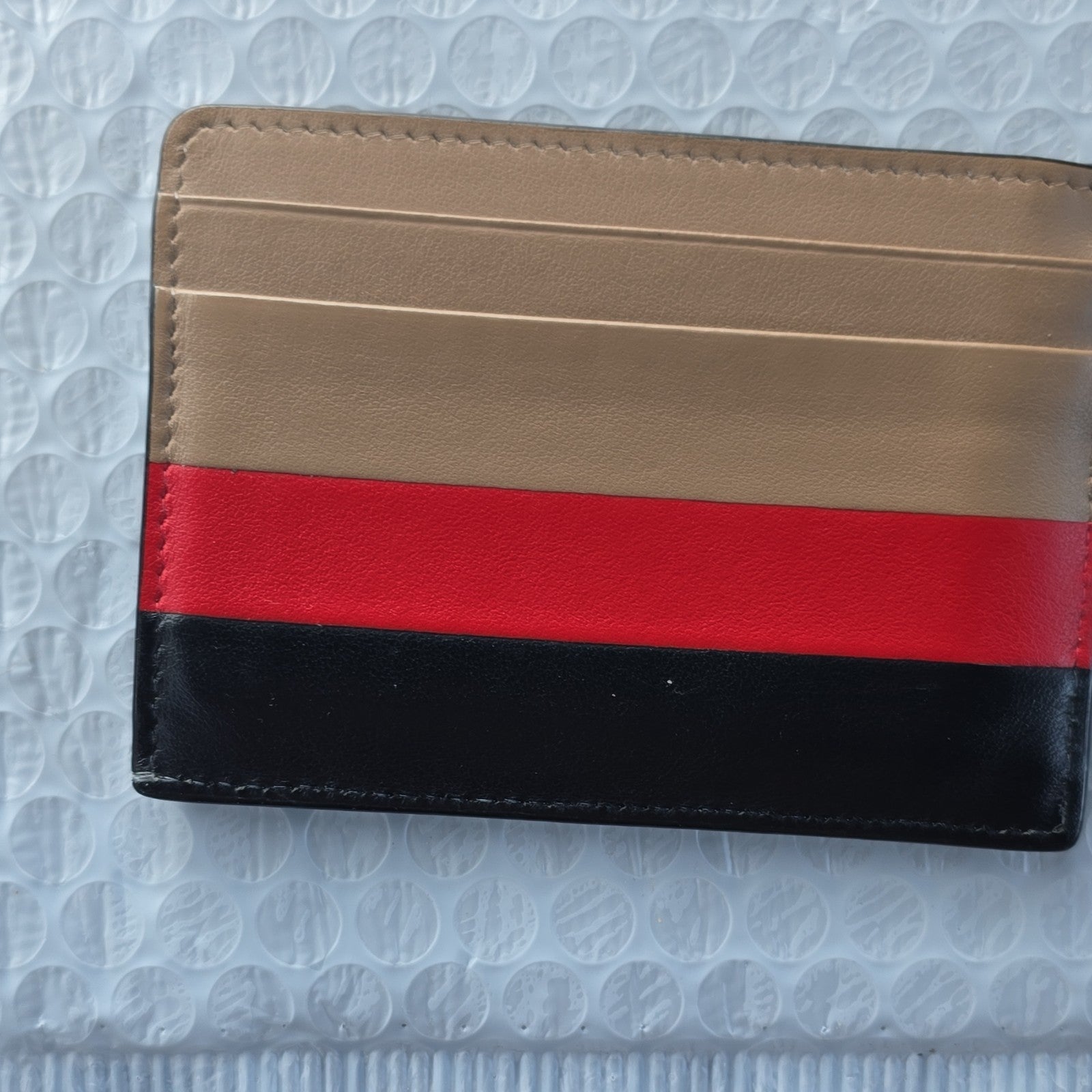 Burberry Men's Colorblock Wallet Beige Red Black  Logo Accent Stylish  Design
