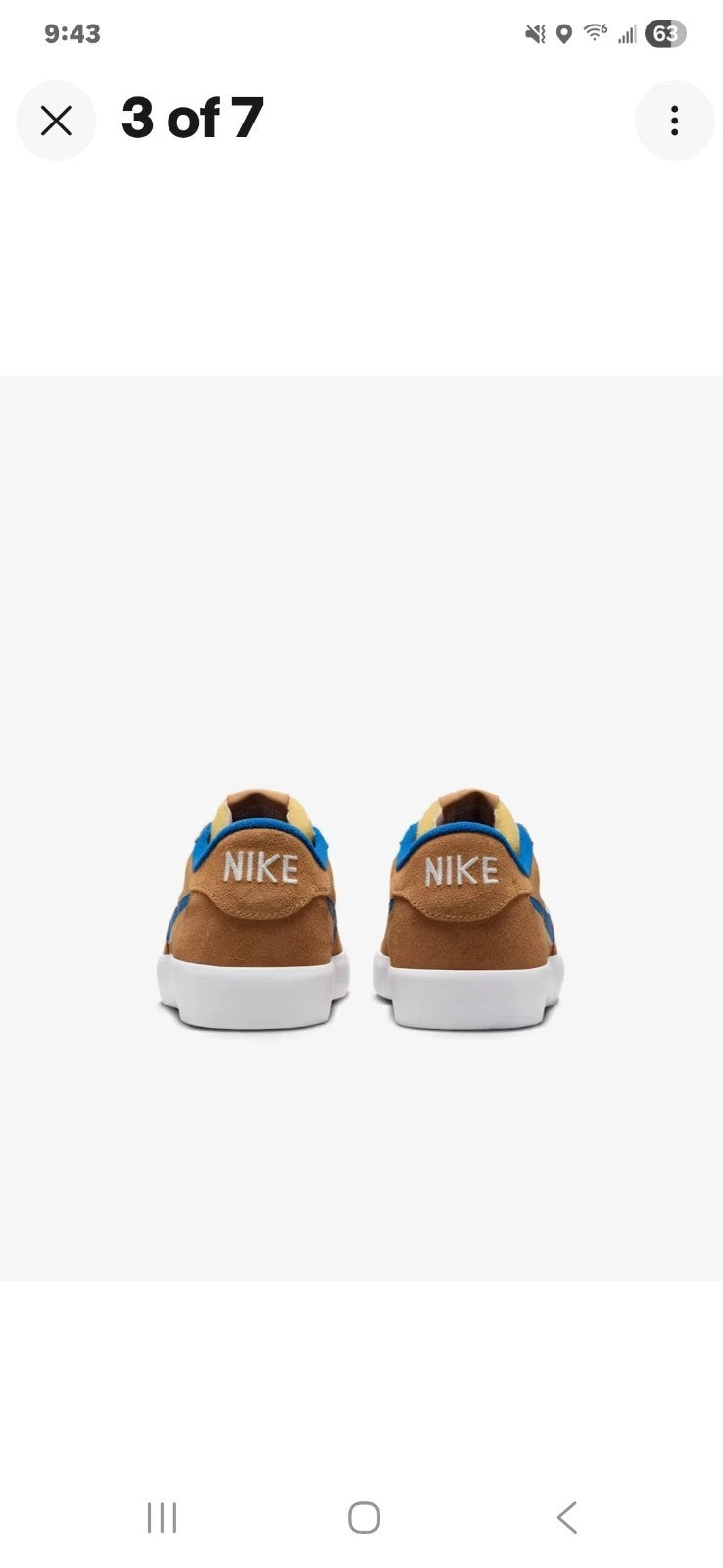 Nike SB Heritage Vulc Brown Blue Lace Up Suede Men's Casual Sneakers